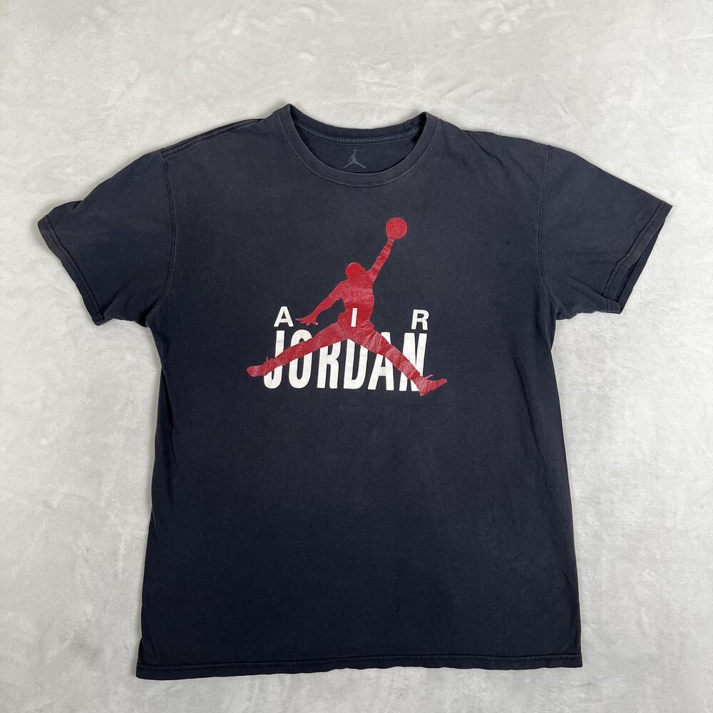 Jordan Air Jordan T-Shirt Mens XL Black Red Jumpman Retro Sun Faded VTG